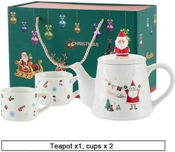 Uplift Essentials Christmas Porcelain Teaware Gift Set simple santa set a