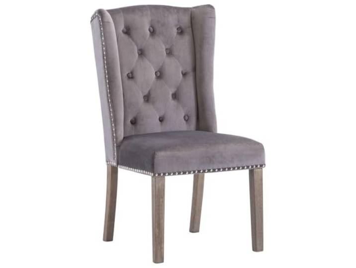 KUTYWEXFM Esszimmerstuhl Samt Grau Polsterstuhl aus Massivholz Eleganter Küchenstuhl mit silbernem Griff an der Rückseite, ideal für Esszimmer, Wohnzimmer und Schminktisch im Altbau.