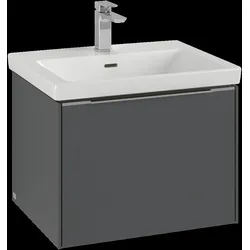 Villeroy & Boch Subway 3.0 Waschbeckenunterschrank, LED-Beleuchtung, 1 Auszug, 572x429x478mm, C577L0AB, Farbe: Front/Korpus: Black Oak, Griff: Aluminium glänzend