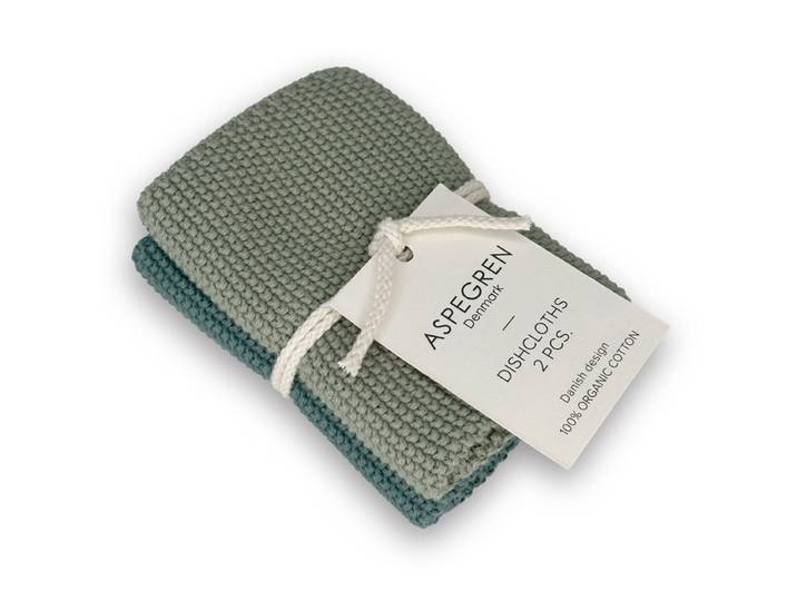 Spüllappen Aus Bio-Baumwolle 2er-Set Gestrickt Mint