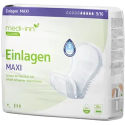 Medi-Inn Inkontinenz-Einlagen MAXI, 5 Tropfen, Unisex-Passform, weiß 6 x 28 = 168 Stück