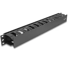 DeLOCK 19′′ Kabelmanagement Rangierpanel mit 2 Öffnungen 1 HE schwarz Kunststoff