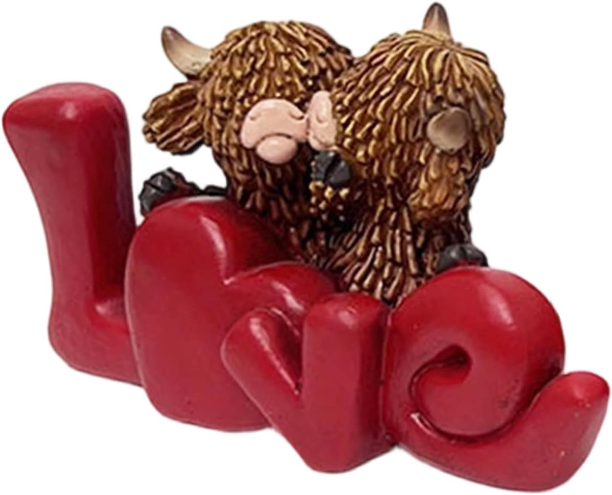 Romantisch Beeld Liefdesdecoratie Paar met Hartvorm Ontwerp, Kleurrijk, Lengte: 16.8 cm