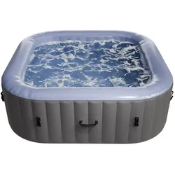 Juskys® Whirlpool SpaLuxe – 130 Sprudeldüsen, 2400W Heizung, 910L Volumen, aufblasbar - Grau / Blau
