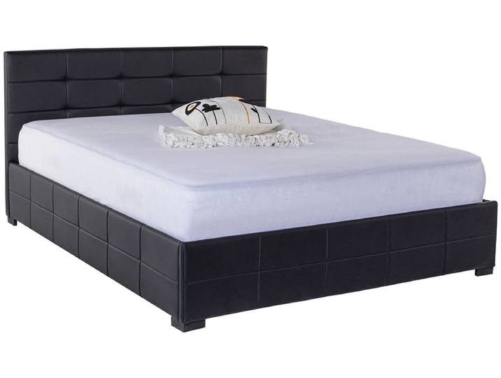 Kastenbett MONZA BLACK 180x200cm synthetisches leder schwarz