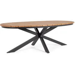 Gartenesstisch Zelmar Aluminium, modern skandinavisch, oval, natur grau, für 6–8 Personen