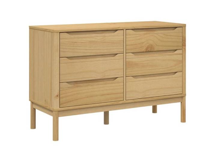YUN@Armoire latérale - MODERNE - Commode Salon/chambre - FLORO cire marron bois de pin massif @6552@