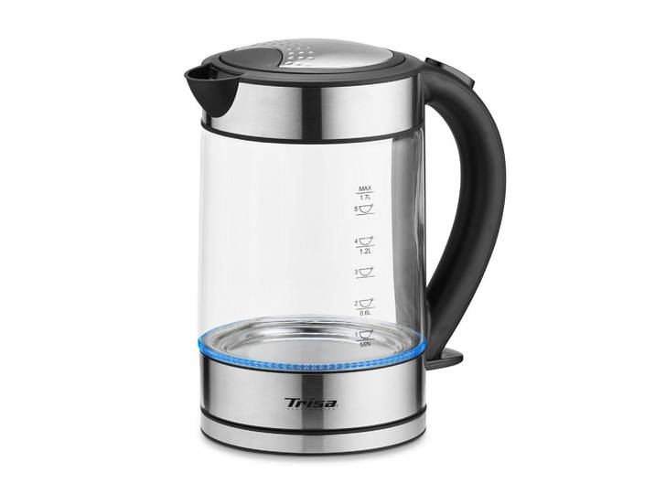 Trisa Electronics Wasserkocher, Glas, 1,7 l, RoHS, Fsc, Reach, automatische Abschaltung, 360°-Sockel, Anti-Rutsch-Füsse, Kochgeschirr, Küchengeräte, Wasserkocher