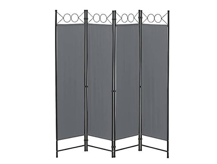 Raumteiler Saragossa 4-teilig 160x171 cm Paravent Trennwand 4-TLG. Sichtschutz Stellwand Spanische Wand Dunkelgrau