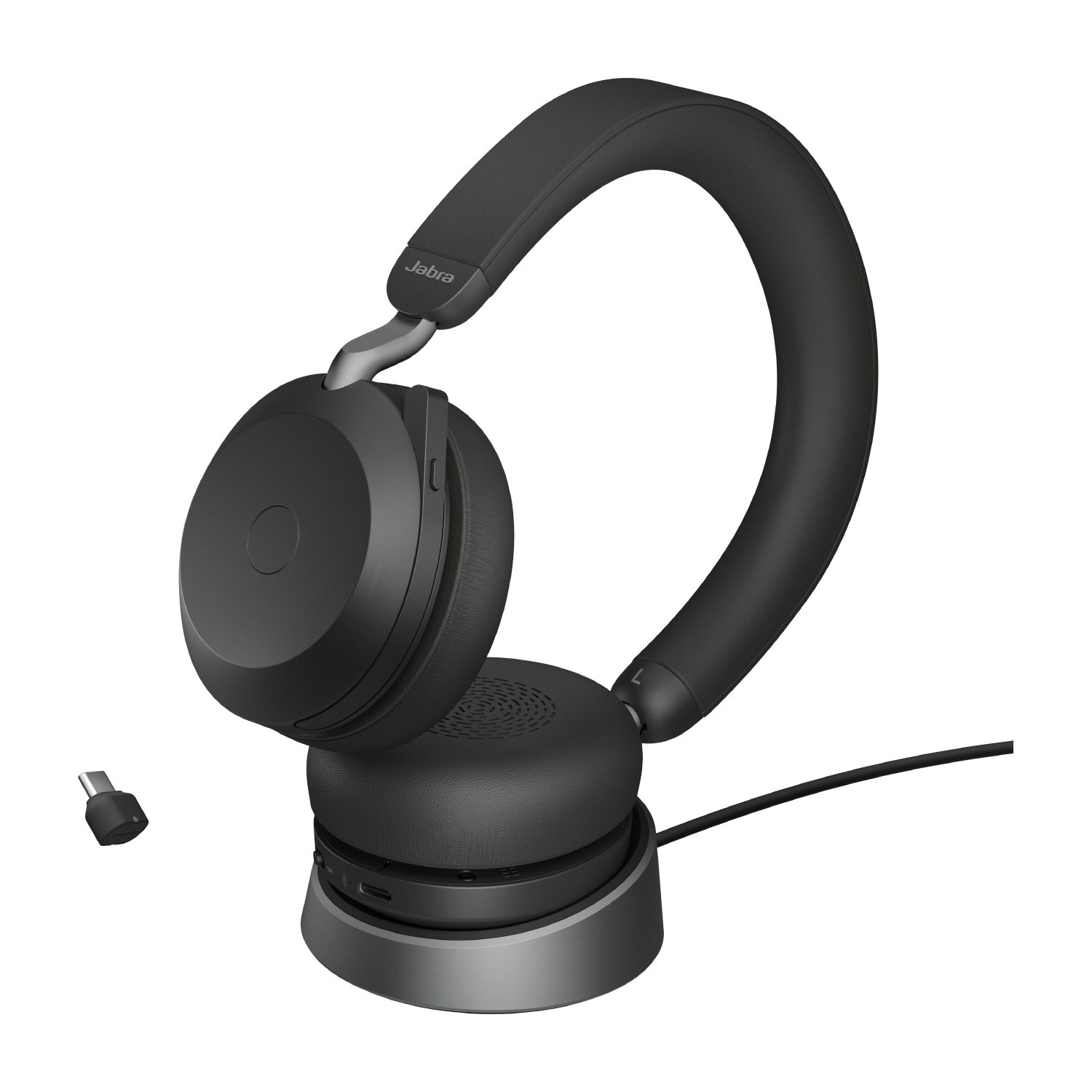 GN Jabra Evolve2 75 - Headset - On-Ear - Bluetooth - kabellos, kabelgebunden - aktive Rauschunterdrückung - USB-C - Geräuschisolierung - Schwarz