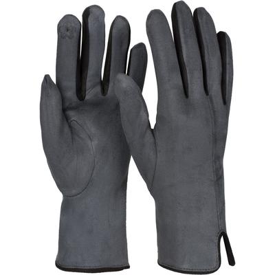 Fleecehandschuhe STYLEBREAKER "Touchscreen Handschuhe Kontrast", Damen, grau (dunkelgrau), Obermaterial: 10% Elasthan EL. 90% Polyester PES., Modisch, Handschuhe