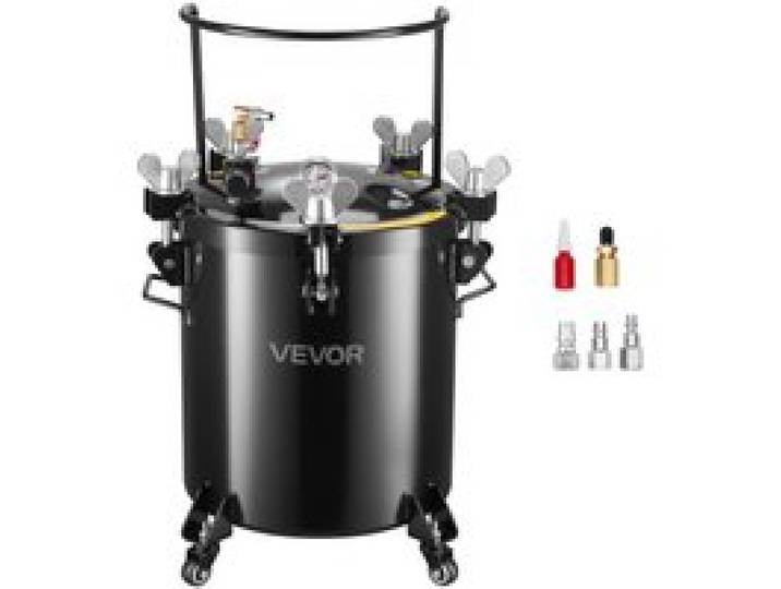 VEVOR Druckbehälter, 40 L Drucktank aus Stahl mit 3 Schnellkupplungen (EU/AU/US) für Heimgebrauch Heimwerkerarbeiten Kunstkreationen, Behälter mit großem Durchmesser & 4 Rollen