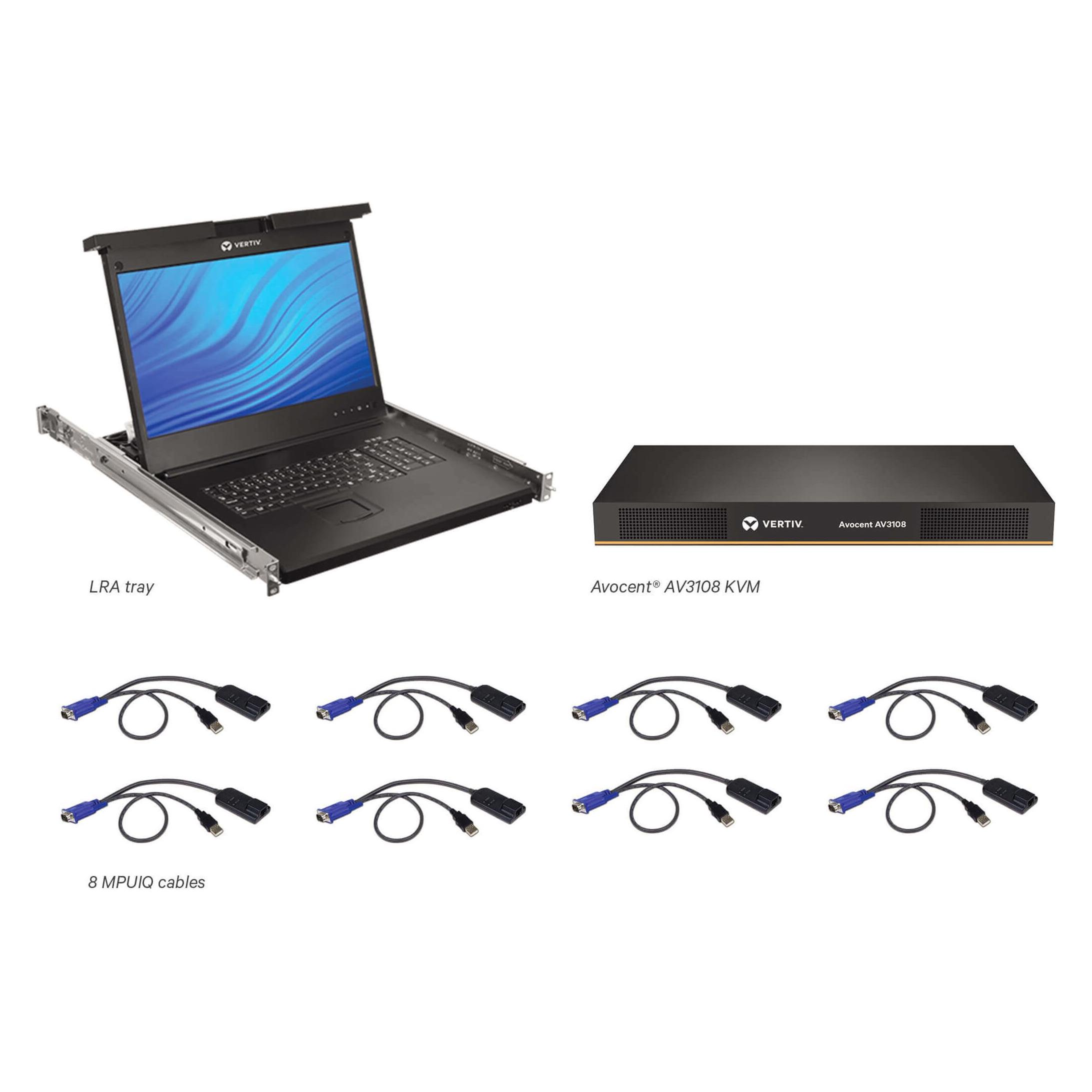 Vertiv Avocent LCD 8P KVM 8 CABLES USB KB-GER (LRA185KMM8D-205)