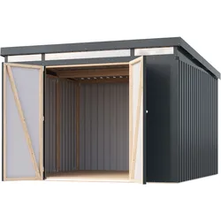 Karibu Metall Gerätehaus Iridium anthrazit Doppeltür B 290 x T 292 cm (Iridium 3,5)
