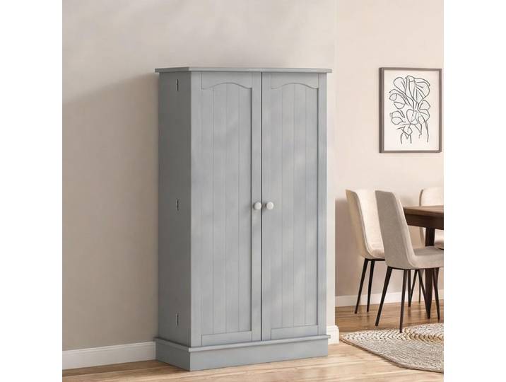 Armoire garde-manger compacte 2 portes gris panneau de particules 60x30x104 cm