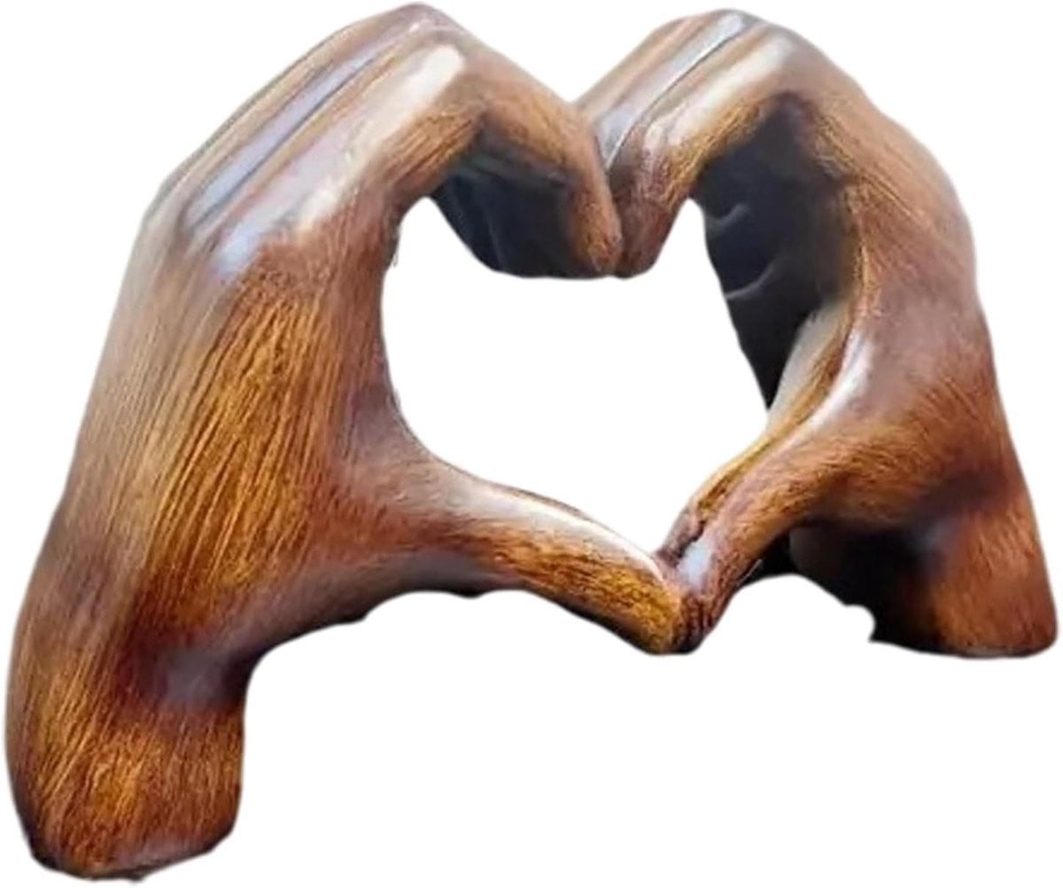 Bruin Gebaar Hart Handen Standbeeld voor Bruiloft en Thuisdecoratie