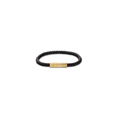 Lederarmband CALVIN KLEIN "INDUSTRIAL FACETS", gelbgoldfarben, schwarz, Armbänder, Damen, 19,5cm, Edelstahl Leder, Edelstahl, Leder, Lederarmband