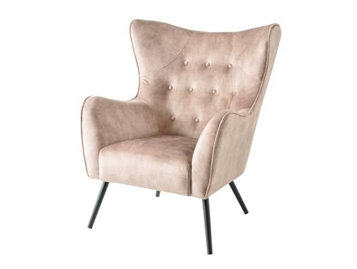 Riess Ambiente Design Sessel Amsterdam - Champagner Samt - Schwarze Metallbeine - Retro Stil