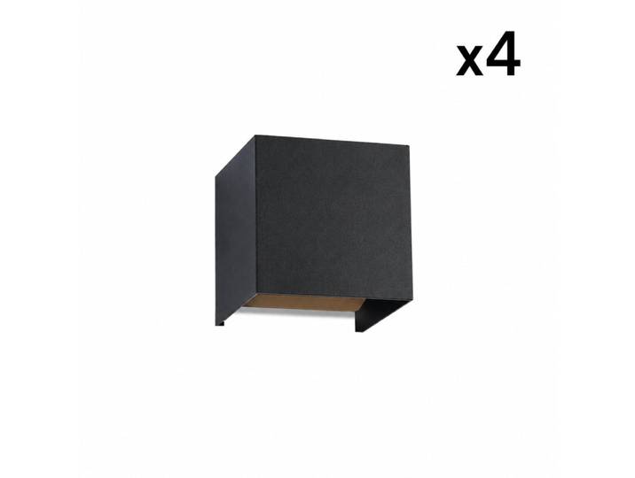 Applique murale aluminium noir 10x10x10cm led lot de 4
