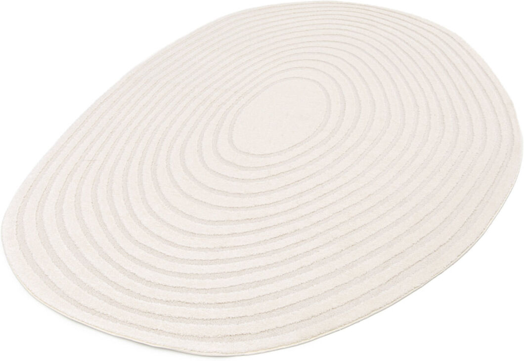 Ivy Bronx Oval Abstract Area Rug Cream Oval 160 x 230 cm