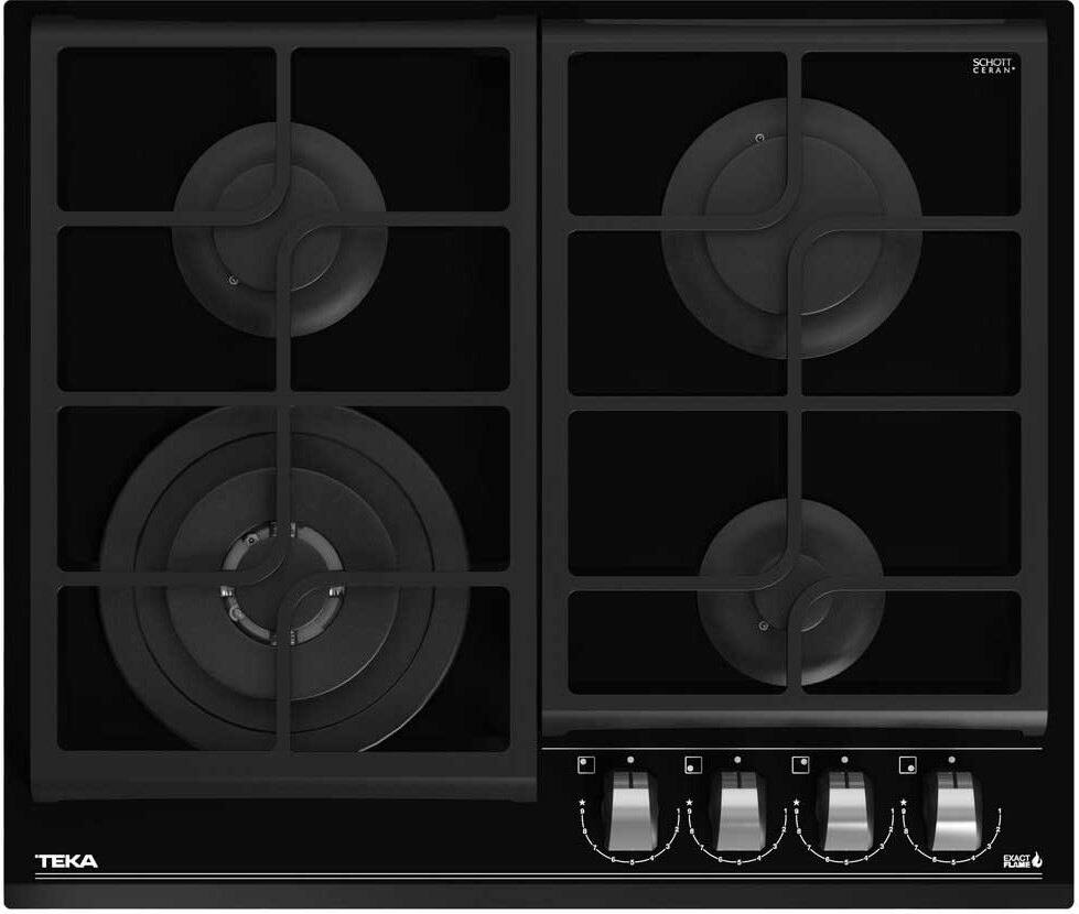 Teka GZC 64320, Schwarz, Integriert, 60 cm, Gaskochfeld, Glaskeramik, 4 Zone(n)