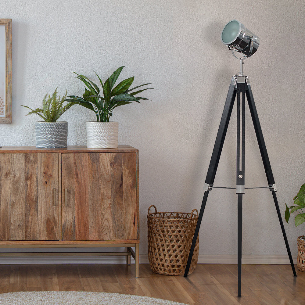 Borough Wharf Macalla 145cm Tripod Floor Lamp Black 145cm H X 47cm W X 72cm D
