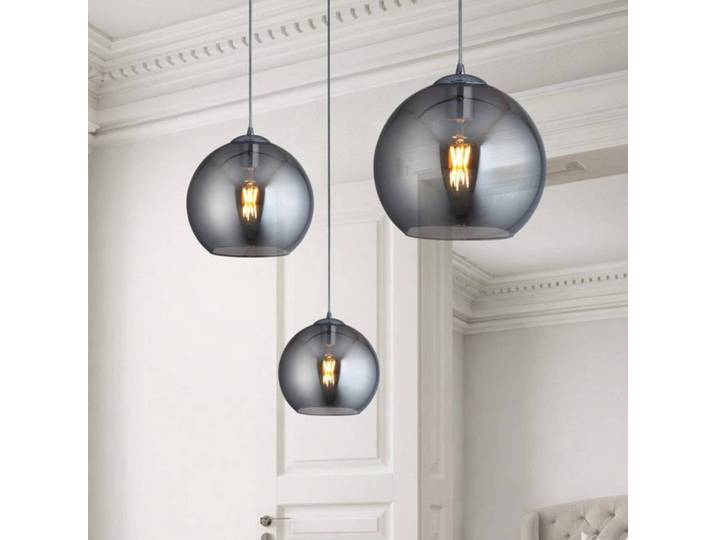 Searchlight Glas Hängeleuchte Balls, dimmbar, alu / grau / zink, für Wohn- / Esszimmer, Glas, Modern, Pendelleuchte