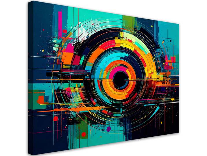Feeby Leinwandbild Bunte Abstrakt Kreise Räder 120x80cm, Mehrfarbig, Rechteckig, 120x80 cm, Bilder & Rahmen, Bilder, Leinwandbilder