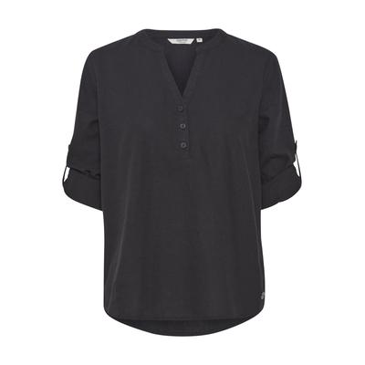 Langarmbluse OXMO "Langarmbluse OXAnja", Damen, Gr. 36, schwarz, Obermaterial: 55% Leinen LI. 45% Viskose CV., Blusen