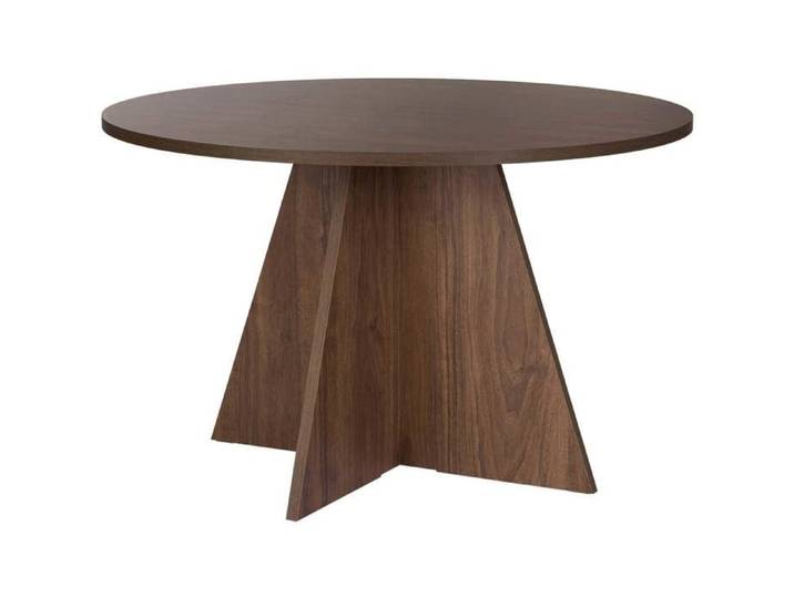 Table à manger 6 places ronde 120x120x75 cm décor noyer - OVA