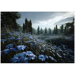 FOTOTAPETE Wald Blumen Blau 350x250 cm