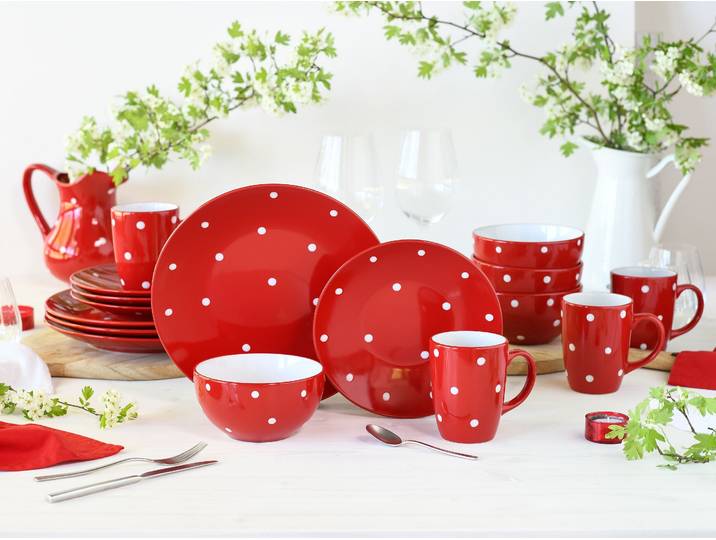 Kombiservice CREATABLE Polka Dots, Service 16-tlg. , bunt, 16, Steinzeug, Geschirr-Sets, Kombiservice, Fröhliche Farbgebung, Polka Dots