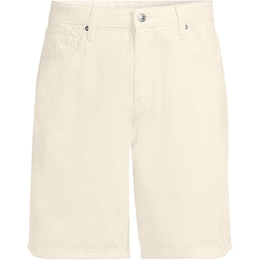 Soft Comfort Jeans-Shorts im Leinenmix, Herren, size: regular, Elfenbein, Baumwolle/Leinen/Baumwoll-Mischung, by Lands' End
