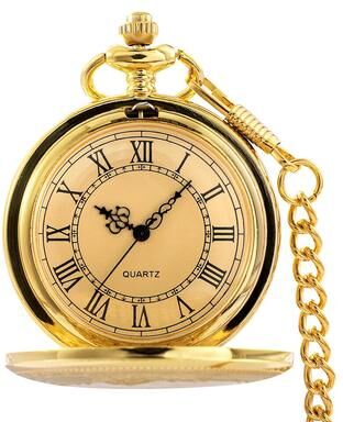 ModernMart Steampunk Pocket Watch Necklace With Roman Numerals Vintage Antique Pendant Timepiece gold