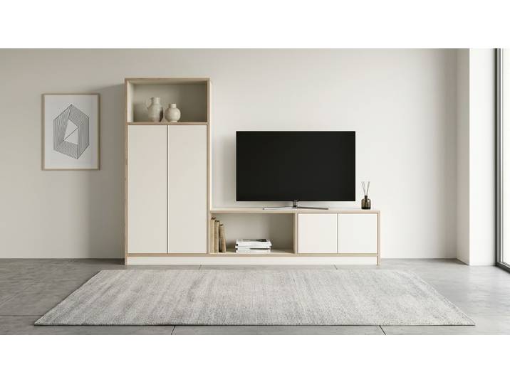 TV-Regal - TV-Schrank o. TV-Kommode mit vielen Optionen Premium Dekore Weiß Multiplex Kante