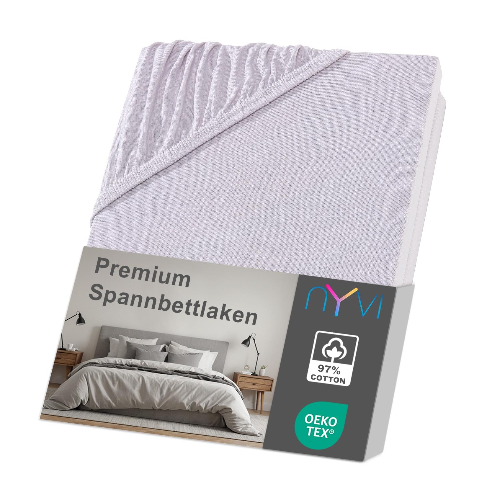NYVI Spannbettlaken DreamScience Premium - Komfort Spannbetttuch, 190g/m², Einlaufschutz, Bügelfrei, mit Gummizug Farbe:silber;Größe:140x200 - 160x200 cm