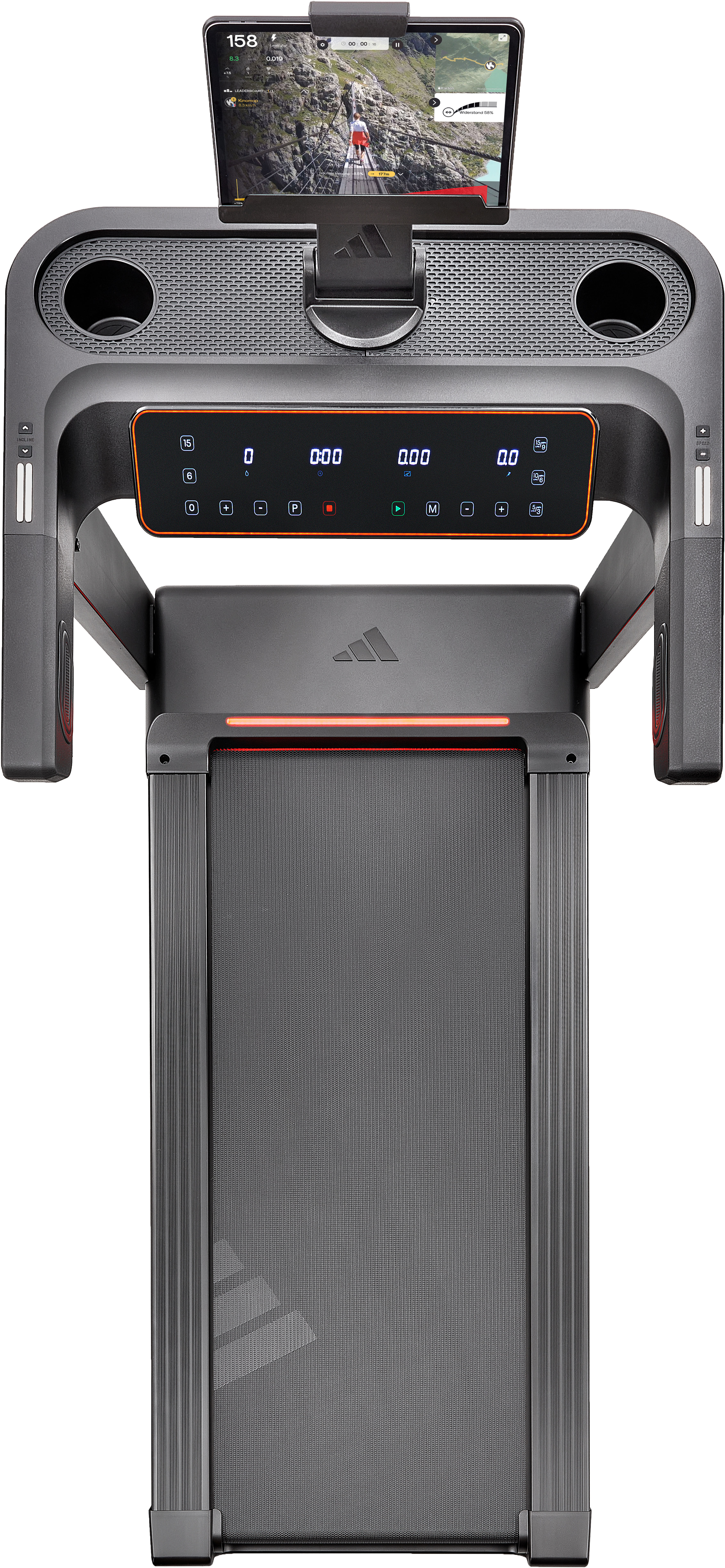 Laufband ADIDAS PERFORMANCE "Laufband T-23", schwarz, Laufbänder, ohne Unterlegmatte, Laufband, bis max. 20 km/h, mit Steigung, 150 kg max. Benutzergewicht, B:82cm H:139cm L:193cm schwarz ohne Unterlegmatte