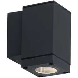 Wandleuchte grau Aluminium Außenleuchte Wandlampe Hauswandleuchte, Down Strahler, LED 4,5W 400Lm warmweiß, LxBxH 6,3x9,9x11,2 cm