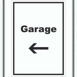 HB-Druck Garage Aufkleber mit Text und Richtungspfeil links Auto Stellplatz hochkant A1 (594x841mm)