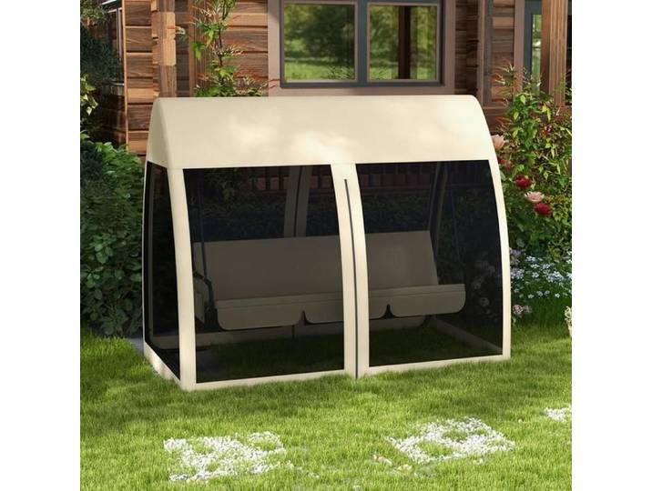 Balancelle Hollywood 2-en-1 Outsuuny avec fonction inclinable balancelle de jardin 3 places avec auvent capacité de charge