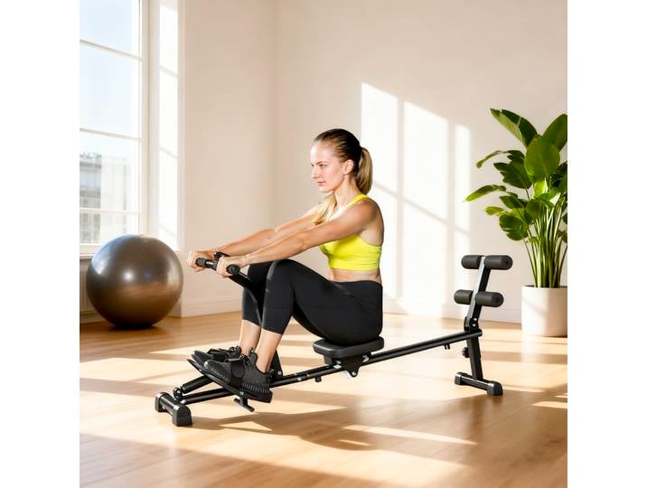 SPORTNOW Rameur 2-en-1 12 Niveaux Écran LCD Acier Noir