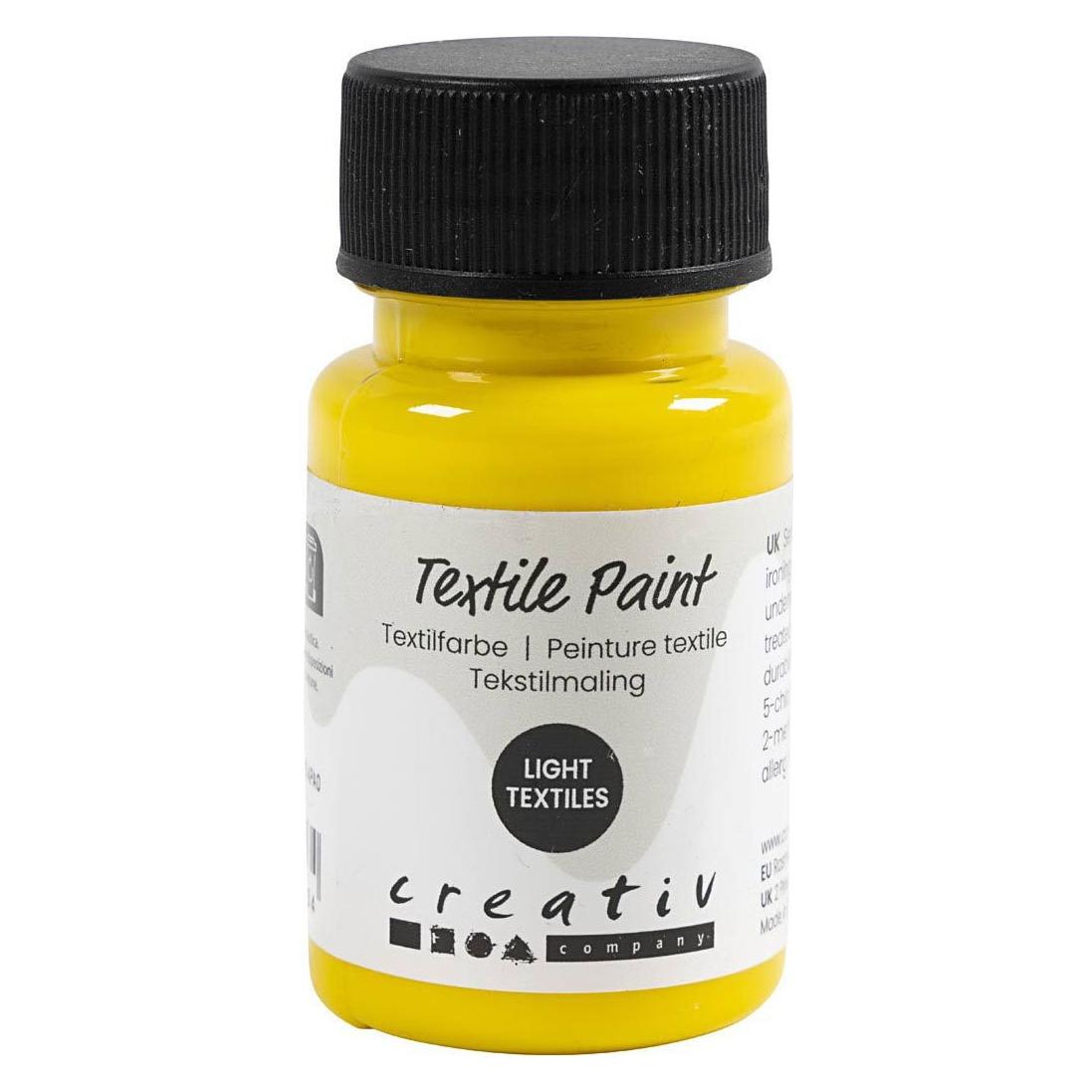 Creativ Company Textile Paint, semi opaque, primary yellow, 50 ml/ 1 bottle (50 ml) (7034203)