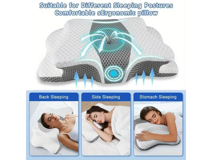 Oreiller ergonomique, soutien du cou, oreiller cervical orthopédique en mousse à mémoire de forme, sommeil confortable, oreiller de contour pour lit