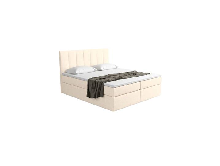 Design Boxspringbett „Saudade“ mit Ablagefach, Webstoff Cream Strukturstoff Cream BLOOMINGLOFT Collection