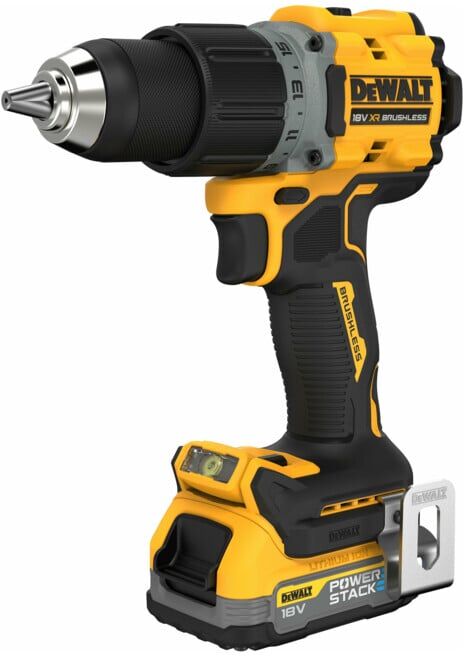 Perceuse-visseuse sans fil DEWALT 18V XR (sans balais) incl. 2x batterie Powerstack (18 Volt / 1,7 Ah) avec technologie de batterie Pouch DCD800E2T-QW (DCD800E2T-QW)
