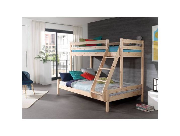Etagenbett Martin 140 x 200cm Beige/Kiefer Natur lackiert