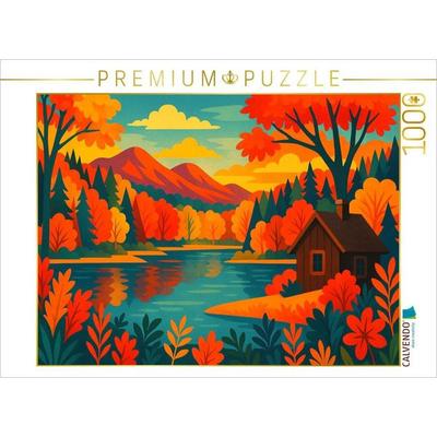 CALVENDO Puzzle Indian Summer am See: Herbstzauber in Nordamerika | 1000 Teile Lege-Größe 64x48cm Foto-Puzzle für glückliche Stunden