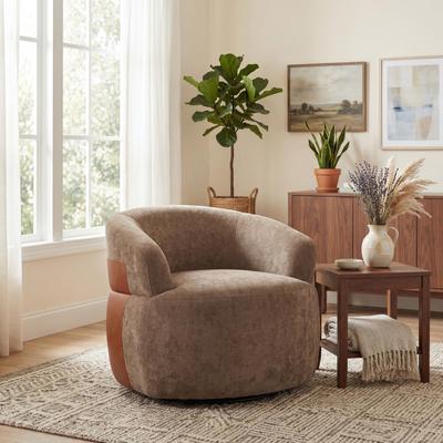 GREATPLANINC Swivel Accent Armchair, Round Barrel Chair