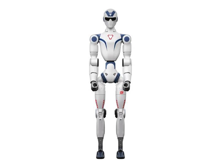 Bij bestelling 295 cadeaubon Unitree R1 humanoid robot, embodied intelligence, dual-camera, 26 degrees of freedom, slimme interactieve communicatie met AI-spraakmodel, blauw-wit