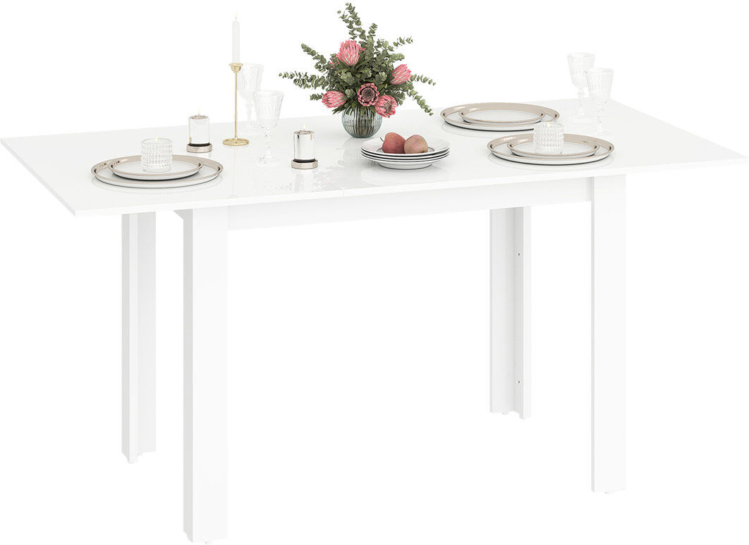 Latitude Run HOMCOM Extendable Dining Table, Seats 4-6 People, High Gloss White White